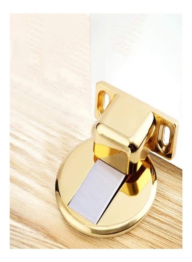 ACHARAJ Strong Magnetic Door Stopper Metal Door Stop Heavy Duty Door Catch with 3M Self Adhesive Conceal Screws Floor Mounted (Gold) - Image 1